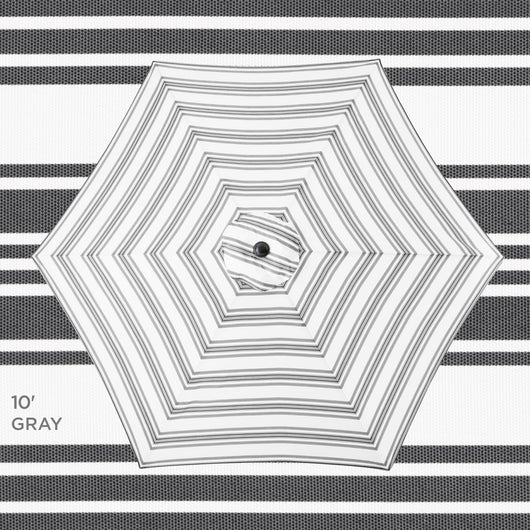 Outdoor Steel Striped Market Patio Umbrella w/ Tilt, Crank Lift - 10ft