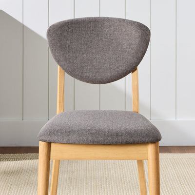 2-Piece Mid-Century Modern Wood &Upholstered Dining Chair Set