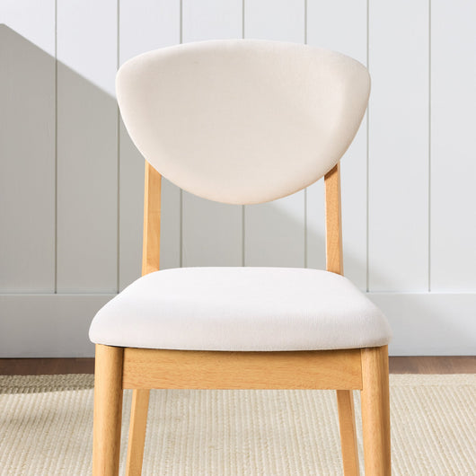 2-Piece Mid-Century Modern Wood &Upholstered Dining Chair Set