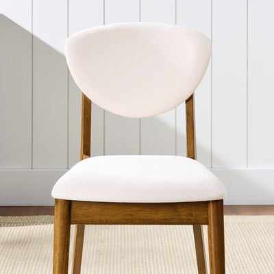 2-Piece Mid-Century Modern Wood &Upholstered Dining Chair Set