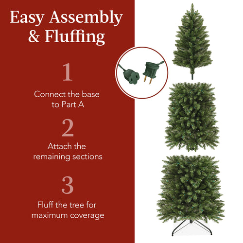 Prelit Spruce Pencil Christmas Tree w/ 2-In-1 LED Lights