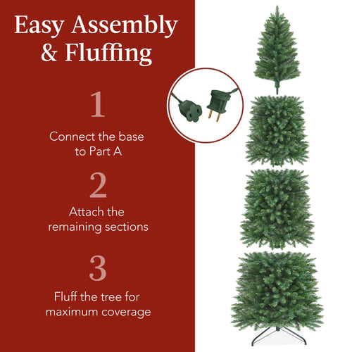 Prelit Spruce Pencil Christmas Tree w/ 2-In-1 LED Lights