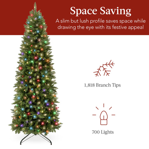 Prelit Spruce Pencil Christmas Tree w/ 2-In-1 LED Lights
