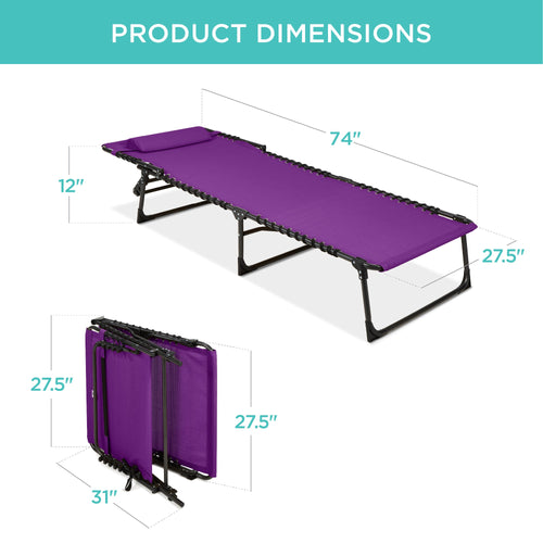 Portable Patio Chaise Lounge Chair Outdoor Recliner w/ Pillow