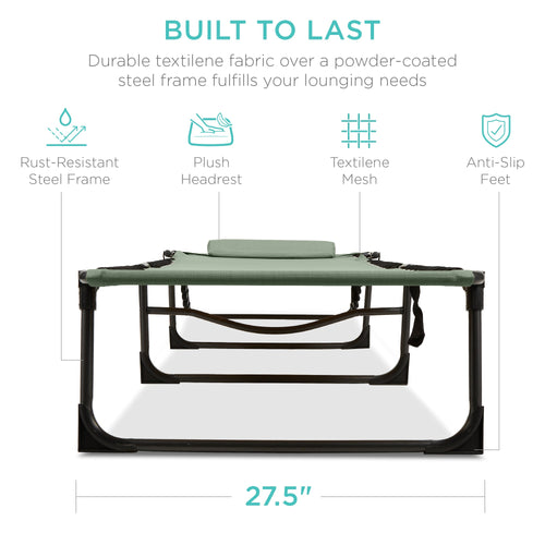 Portable Patio Chaise Lounge Chair Outdoor Recliner w/ Pillow