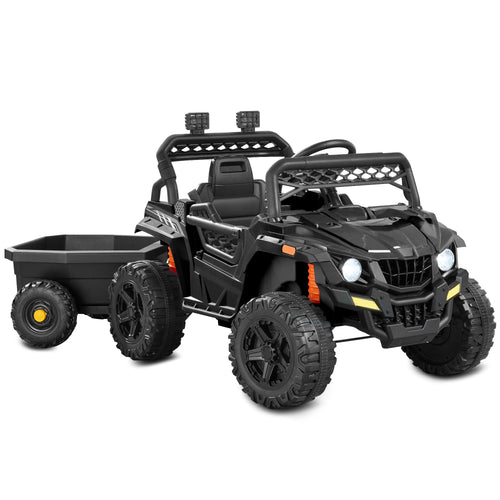12V Kids Ride-On UTV and Trailer w/Parent Remote Control, LED Lights