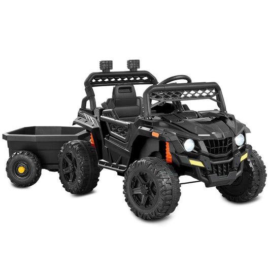 12V Kids Ride-On UTV and Trailer w/Parent Remote Control, LED Lights