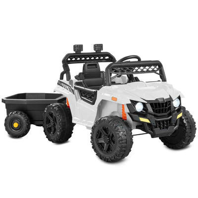 12V Kids Ride-On UTV and Trailer w/Parent Remote Control, LED Lights