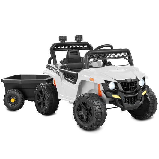 12V Kids Ride-On UTV and Trailer w/Parent Remote Control, LED Lights