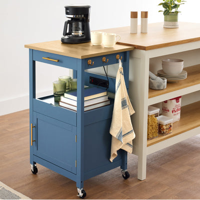 Rolling Kitchen Island Cart, Cabinet w/Drawer, Sliding Tray, Outlet