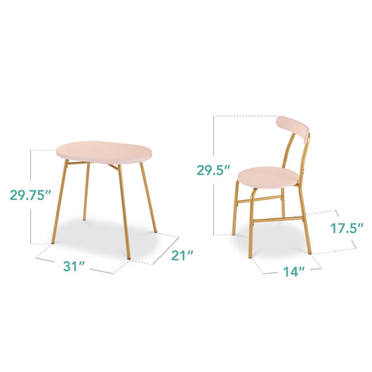 3-Piece Oval Dining Table Set, Small Kitchen Set w/ 2 Chairs