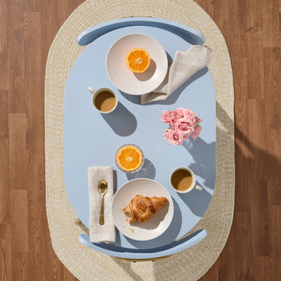 3-Piece Oval Dining Table Set, Small Kitchen Set w/ 2 Chairs