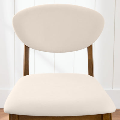 2-Piece Mid-Century Modern Wood & Upholstered Counter Height Bar Stool Set