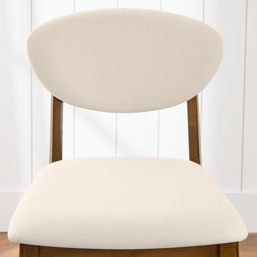 2-Piece Mid-Century Modern Wood & Upholstered Counter Height Bar Stool Set