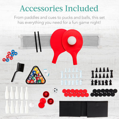 11-in-1 Combo Game Set w/ Ping Pong, Foosball, Air Hockey, 5 Storage Bags