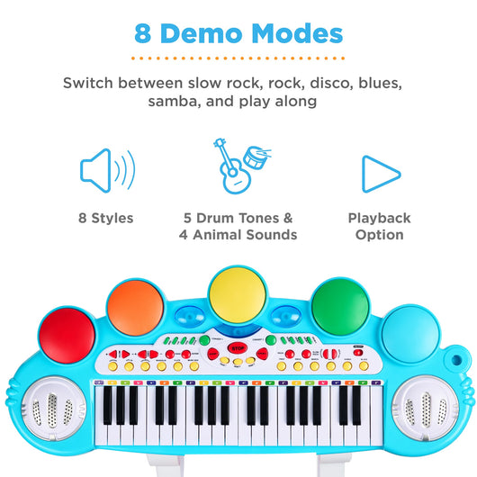 37-Key Kids Electric Keyboard w/ Microphone, Stool