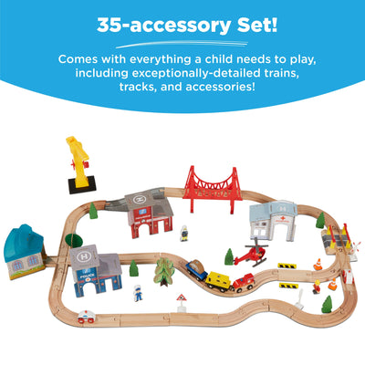 35-Piece Train Table, Large Multipurpose Playset w/ Reversible Table Top