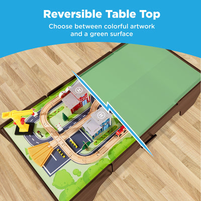 35-Piece Train Table, Large Multipurpose Playset w/ Reversible Table Top