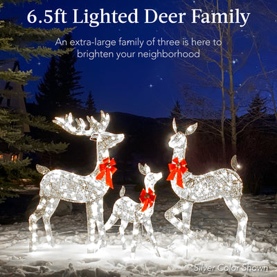 6.5ft 3-Piece Lighted Christmas Deer Set Outdoor Decor with LED Lights