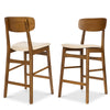 2-Piece Farmhouse Counter Height Bar Stool Set w/ Cushioned Seat, Backrest
