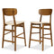 2-Piece Farmhouse Counter Height Bar Stool Set w/ Cushioned Seat, Backrest