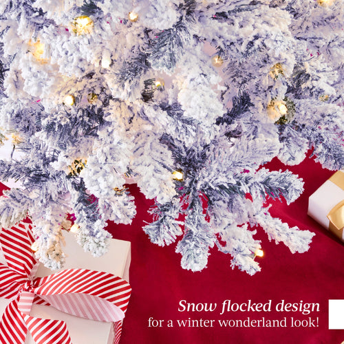 Pre-Lit Lavender Flocked Artificial Pine Christmas Tree w/ White Lights