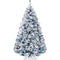 Pre-Lit Ice Blue Flocked Artificial Pine Christmas Tree w/ White Lights