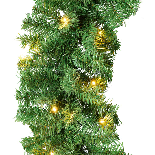 9ft Pre-Lit Christmas Garland w/ 50 Lights, Pine Cones, Berries