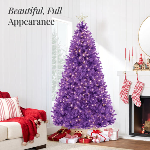 Pre-Lit Artificial Purple Christmas Tree w/ Incandescent Lights