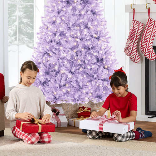 Pre-Lit Artificial Lavender Christmas Tree w/ Incandescent Lights