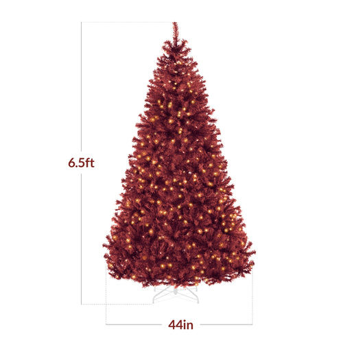 Pre-Lit Artificial Burgundy Christmas Tree w/ Incandescent Lights