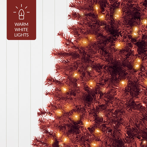 Pre-Lit Artificial Burgundy Christmas Tree w/ Incandescent Lights