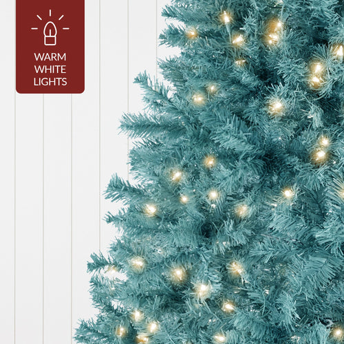 Pre-Lit Artificial Peacock Blue Christmas Tree w/ Incandescent Lights