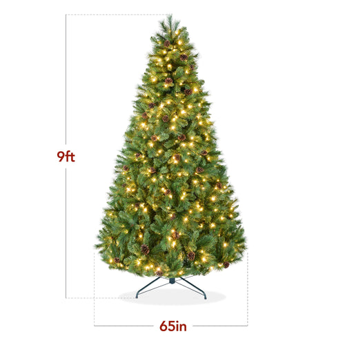 Pre-Lit Artificial Scotch Pine Christmas Tree w/ Metal Stand
