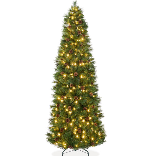 Pre-Lit Artificial Scotch Pine Pencil Christmas Tree w/ Metal Stand