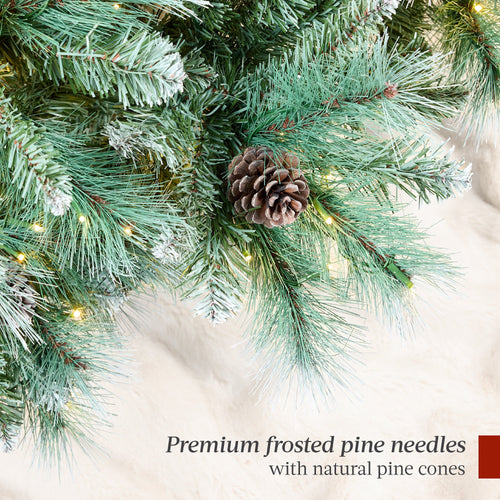 Pre-Lit Frosted Artificial Scotch Pine Christmas Tree w/ Metal Stand