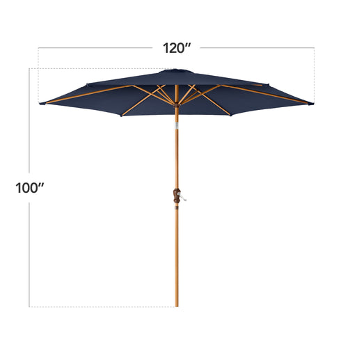 Outdoor Woodgrain Pattern Patio Umbrella Decoration w/ Tilt, Crank - 10ft