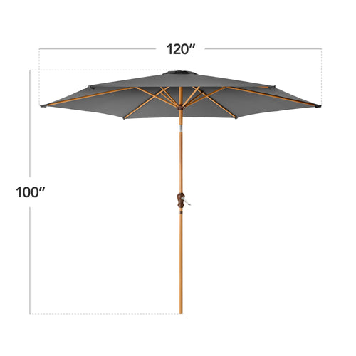 Outdoor Woodgrain Pattern Patio Umbrella Decoration w/ Tilt, Crank - 10ft