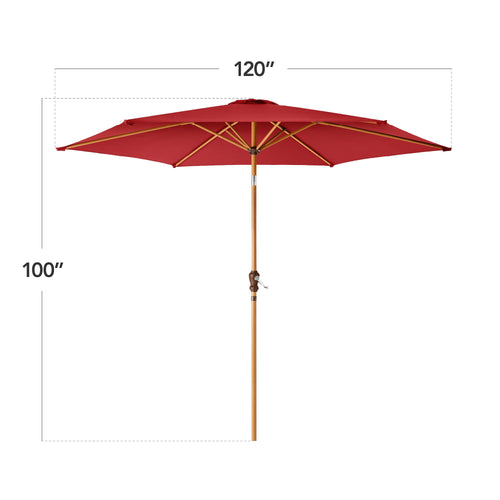 Outdoor Woodgrain Pattern Patio Umbrella Decoration w/ Tilt, Crank - 10ft
