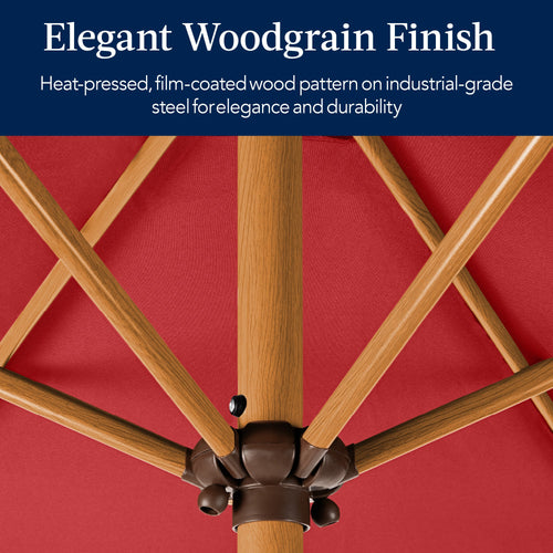 Outdoor Woodgrain Pattern Patio Umbrella Decoration w/ Tilt, Crank - 10ft