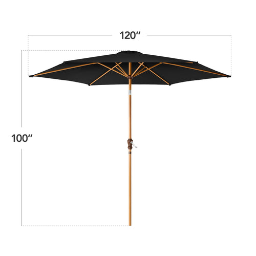 Outdoor Woodgrain Pattern Patio Umbrella Decoration w/ Tilt, Crank - 10ft