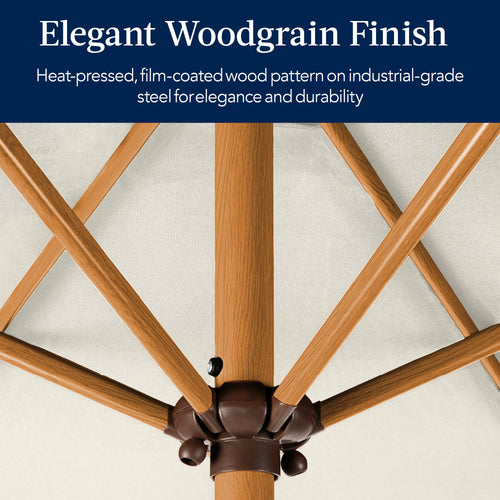 Outdoor Woodgrain Pattern Patio Umbrella Decoration w/ Tilt, Crank - 10ft