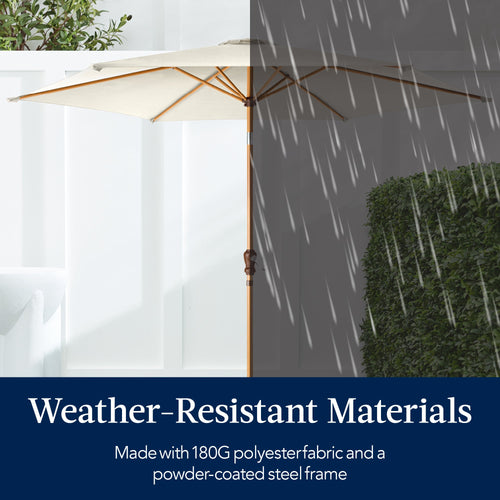 Outdoor Woodgrain Pattern Patio Umbrella Decoration w/ Tilt, Crank - 10ft