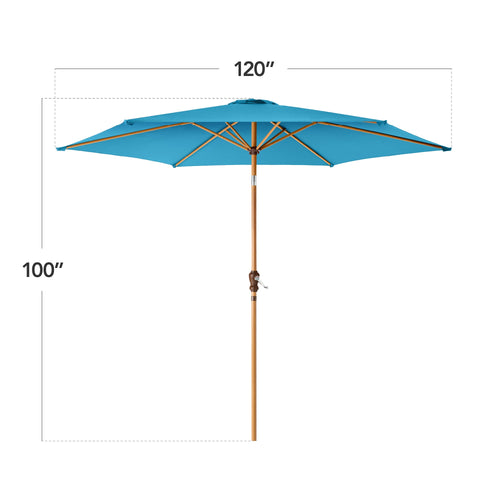 Outdoor Woodgrain Pattern Patio Umbrella Decoration w/ Tilt, Crank - 10ft