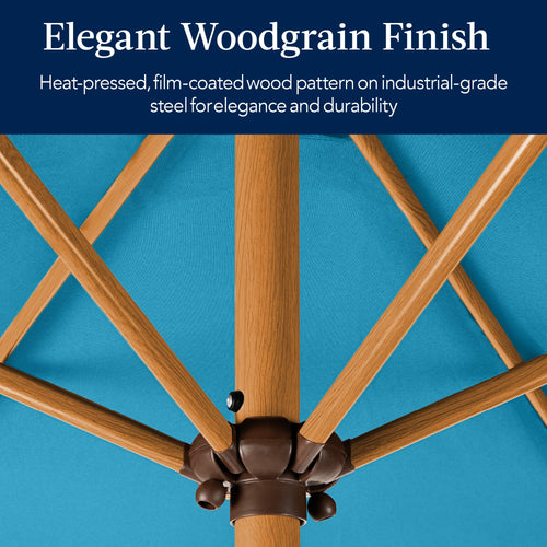 Outdoor Woodgrain Pattern Patio Umbrella Decoration w/ Tilt, Crank - 10ft