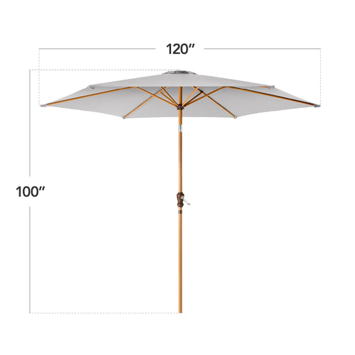 Outdoor Woodgrain Pattern Patio Umbrella Decoration w/ Tilt, Crank - 10ft