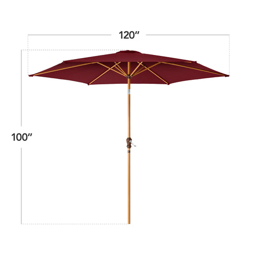 Outdoor Woodgrain Pattern Patio Umbrella Decoration w/ Tilt, Crank - 10ft