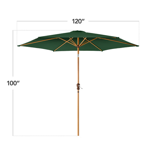 Outdoor Woodgrain Pattern Patio Umbrella Decoration w/ Tilt, Crank - 10ft