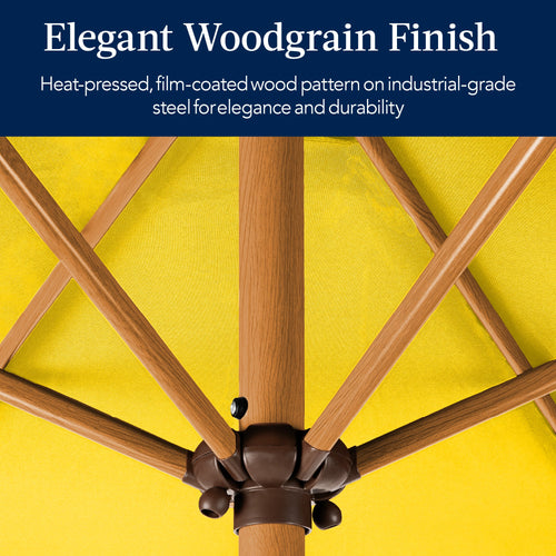 Outdoor Woodgrain Pattern Patio Umbrella Decoration w/ Tilt, Crank - 10ft