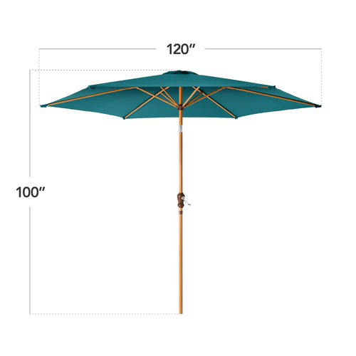 Outdoor Woodgrain Pattern Patio Umbrella Decoration w/ Tilt, Crank - 10ft